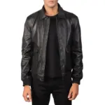 Black A2 leather bomber jacket