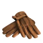 Premium brown sheepskin leather winter gloves for men