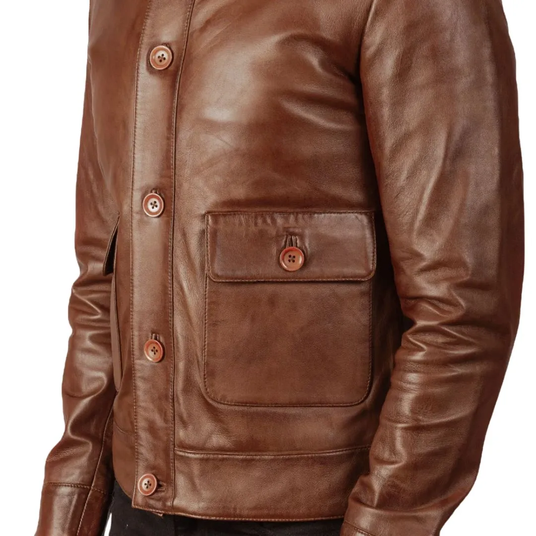 Brown semi-aniline sheepskin leather texture