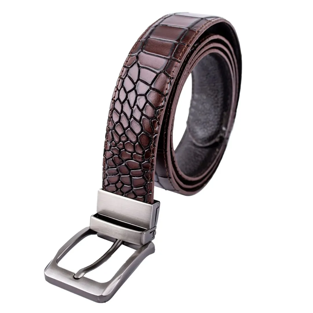 Croc textured leather belt for men