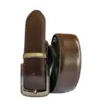 Dark brown reversible leather belt for men