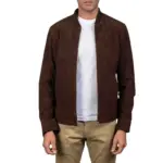 Dark brown suede bomber jacket