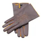 dark brown touchscreen leather gloves for men