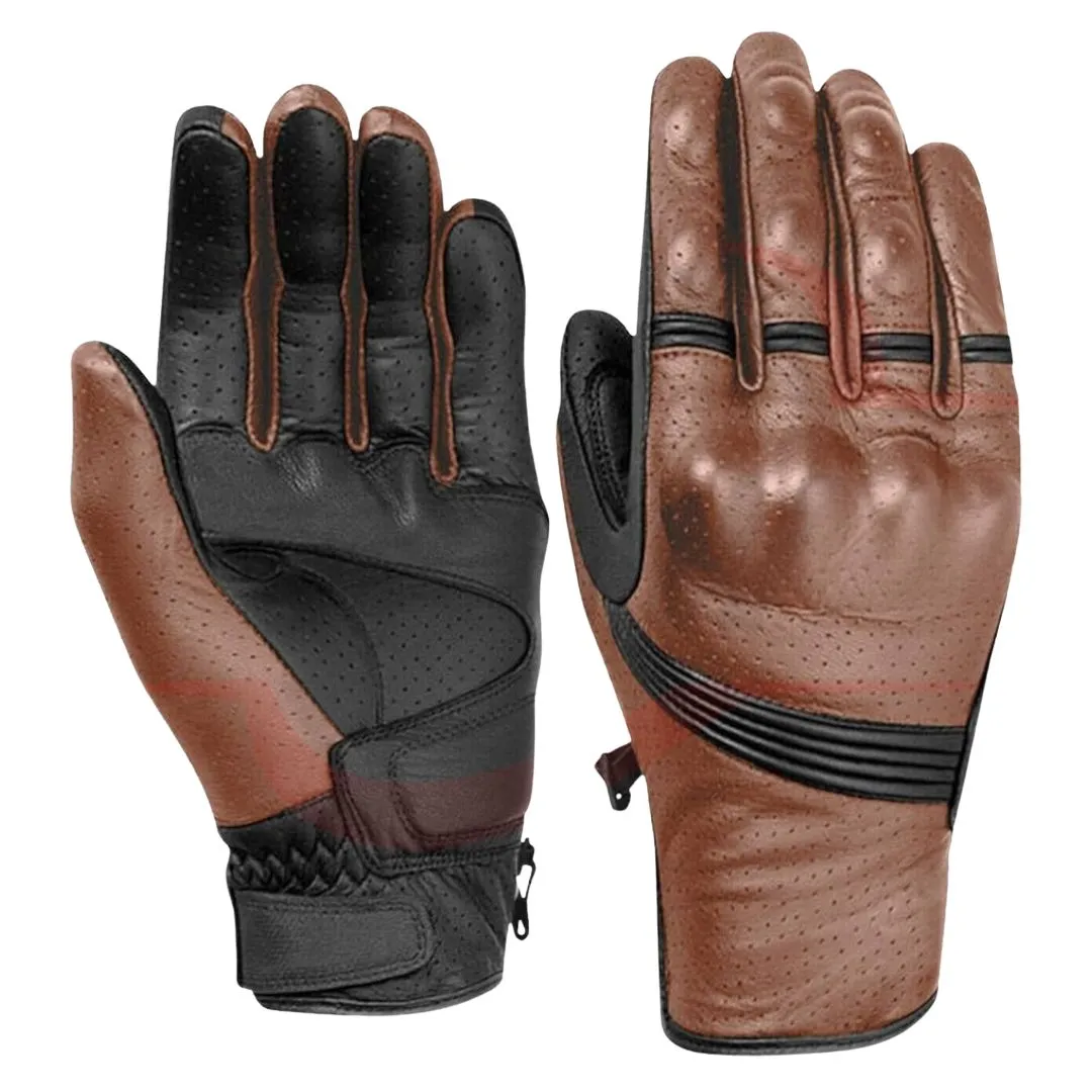 Genuine leather motorbike riding gloves