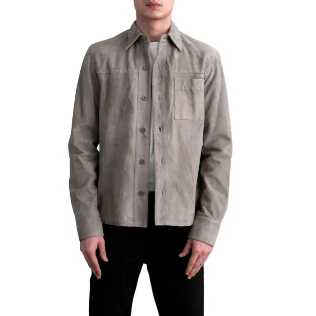 Grey suede leather shirt