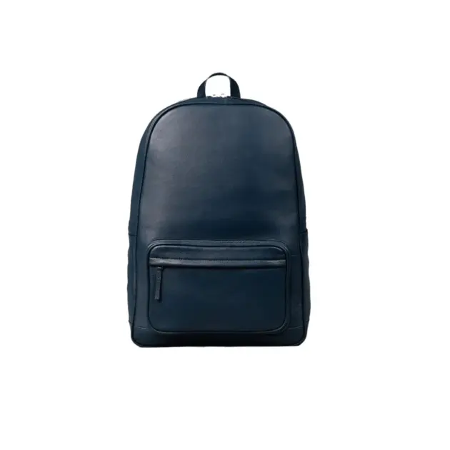 Leather backpack with spacious design and front zip pocket
