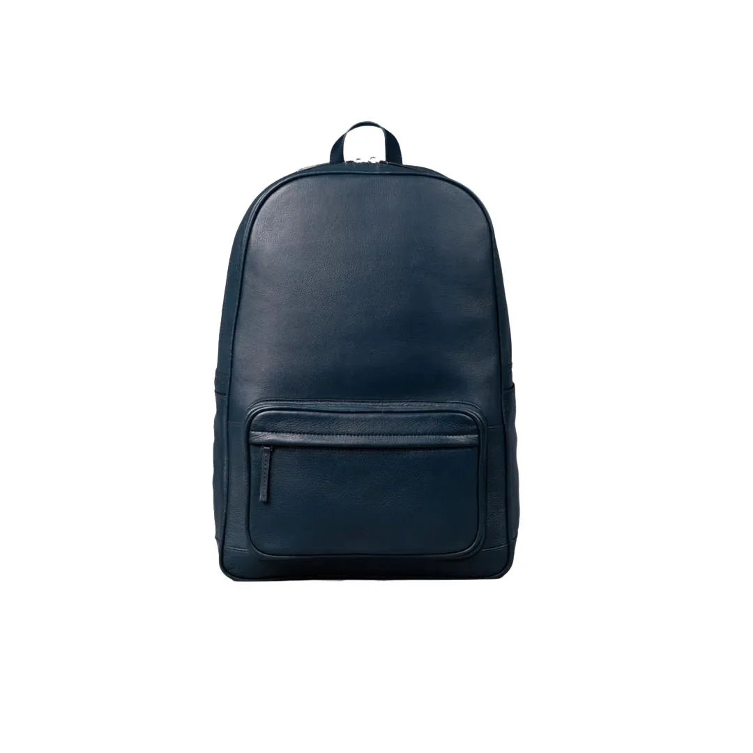 Leather backpack with spacious design and front zip pocket