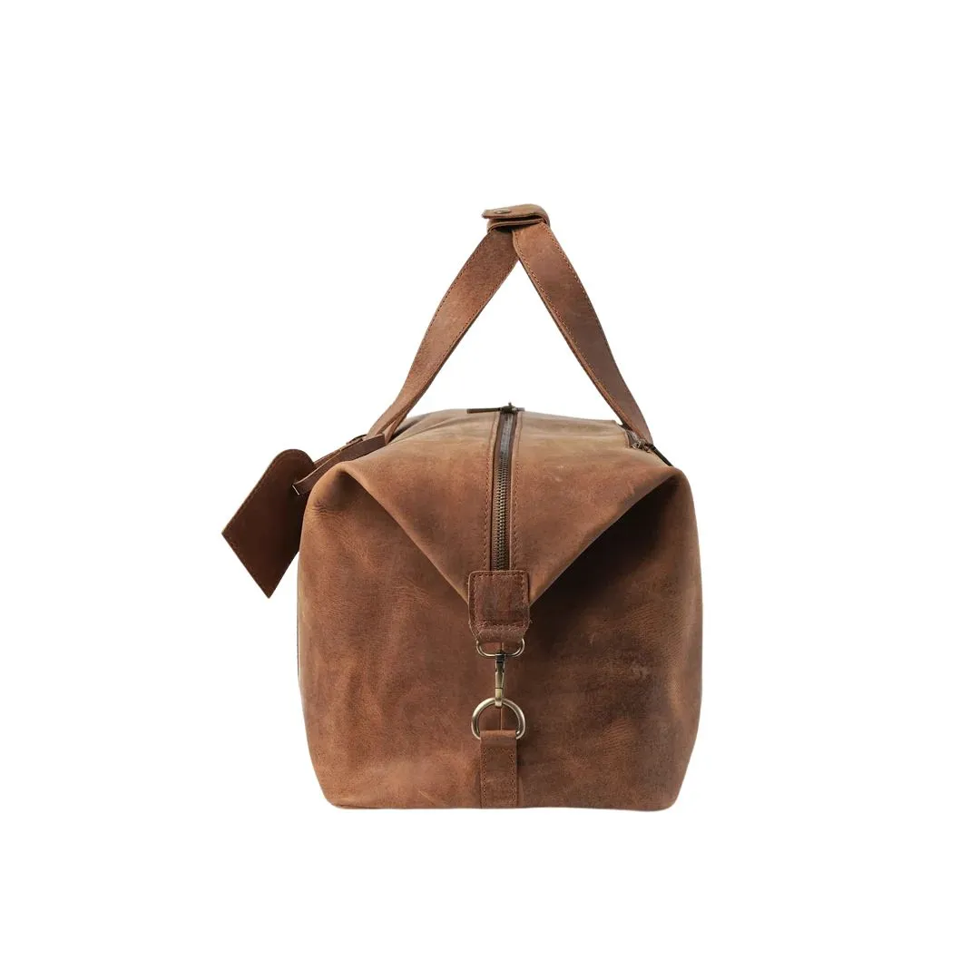 Large leather duffle bag for travel and weekend trips