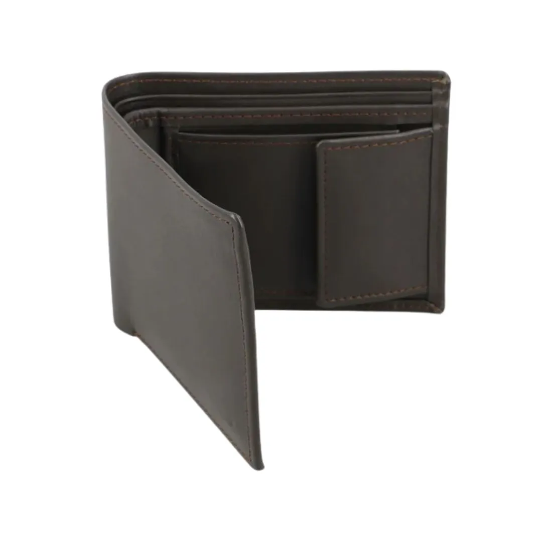 Men's leather wallet with 6 card pockets and note compartments