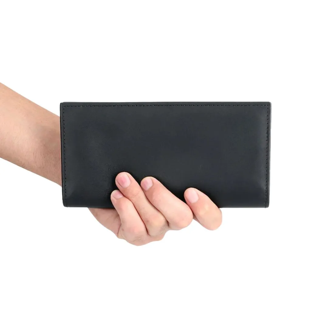 Men's leather long wallet front view