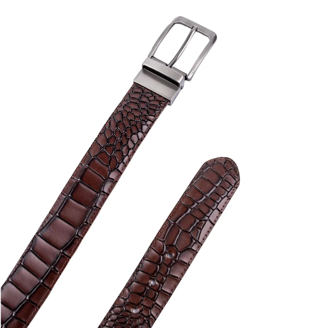 Men's Croc Pattern Leather Belt - Image 3