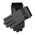 Men's touchscreen flannel and leather winter gloves