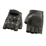 Men's welted leather fingerless gloves with gel palm