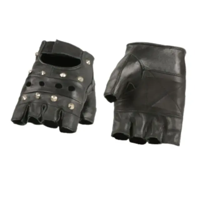 Men's welted leather fingerless gloves with gel palm