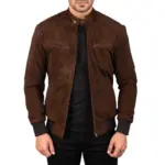 Mocha suede bomber jacket