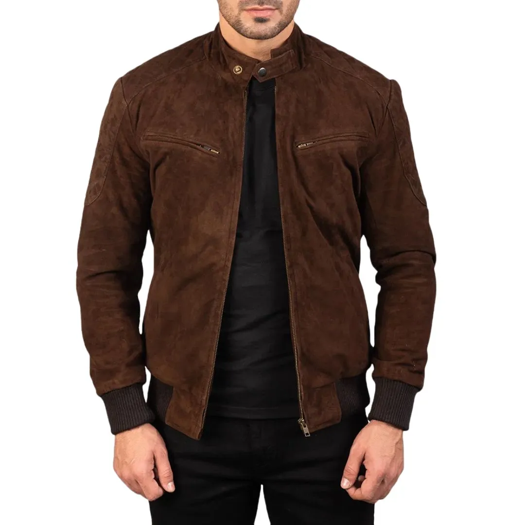 Mocha suede bomber jacket