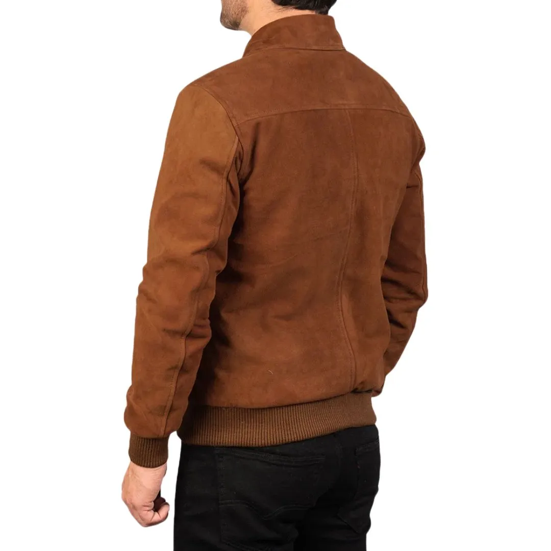 Men's Tan Suede Leather Jacket - Image 3