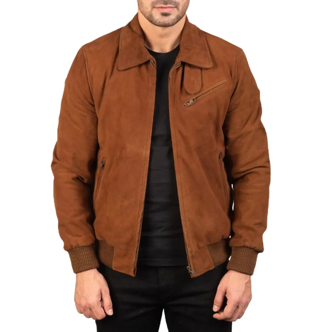 Tan suede leather jacket