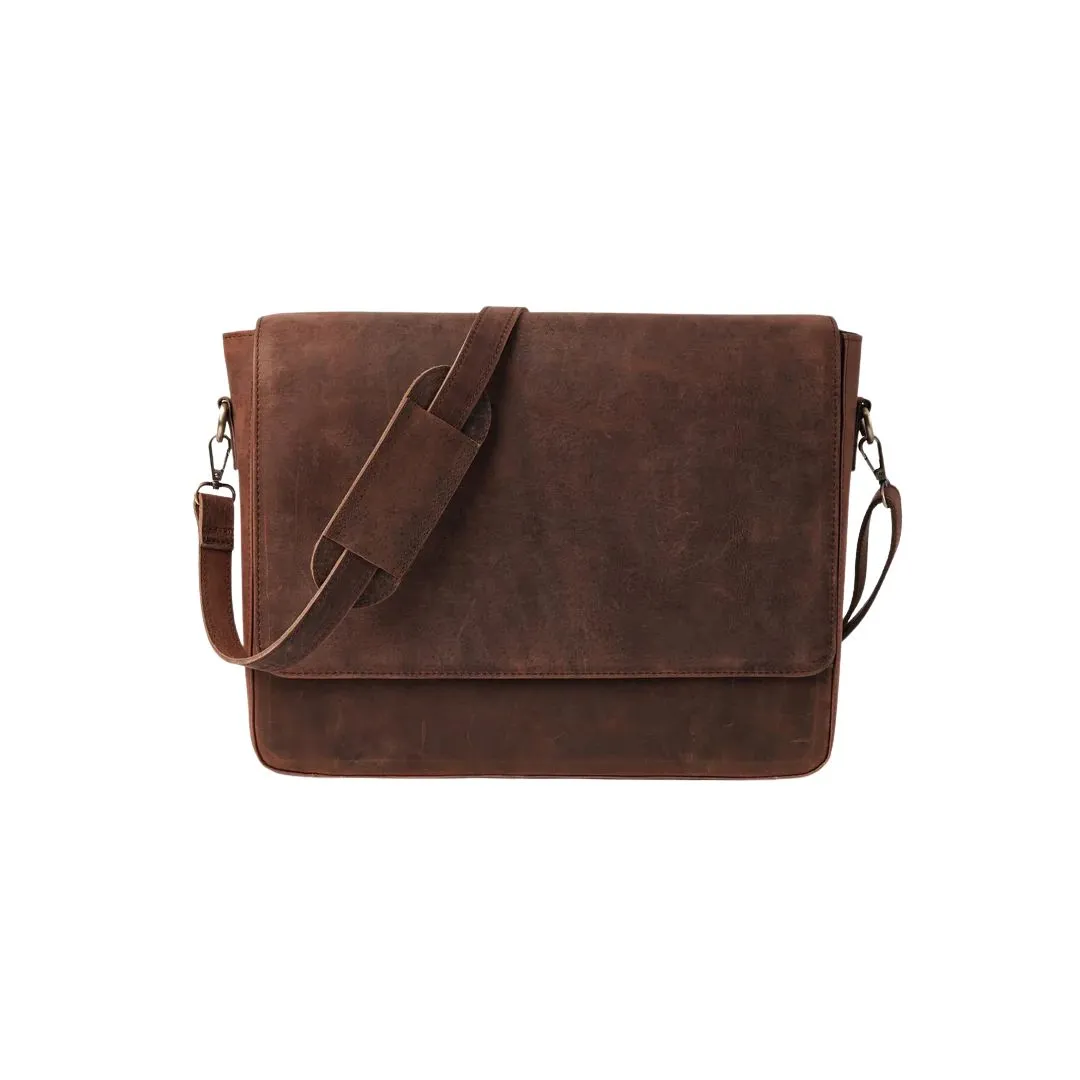The Carismatico vintage distressed brown leather messenger bag