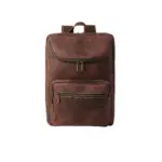 Vintage leather backpack with spacious design and front zip compartments