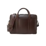 Vintage leather briefcase with top handle and spacious business design