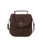 Vintage leather saddle bag with top handle and shoulder strap