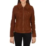 Women's brown goatskin suede jacket
