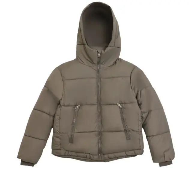 Women's grey high neck puffer jacket