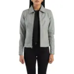Sunsiraj women's grey leather jacket