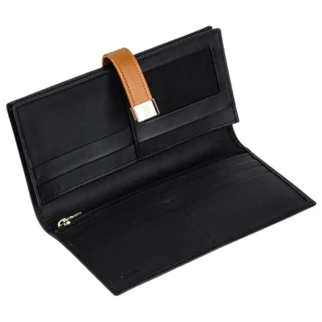 Women's long leather wallet with 8 card slots