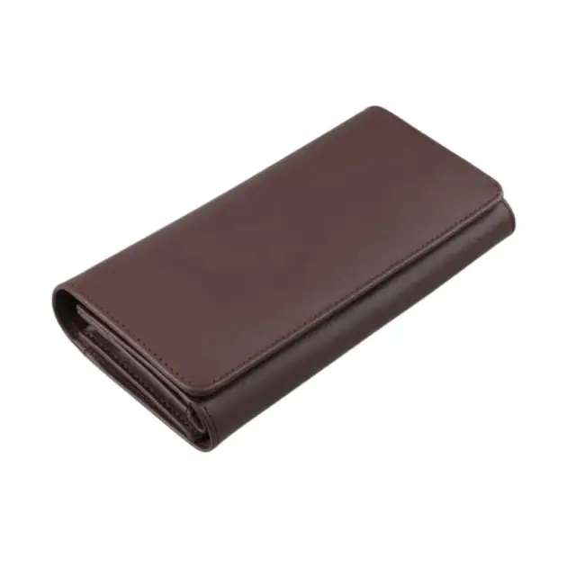 Women's long leather wallet with zipper closure