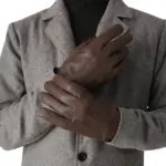 Brown full-grain leather dress gloves for men
