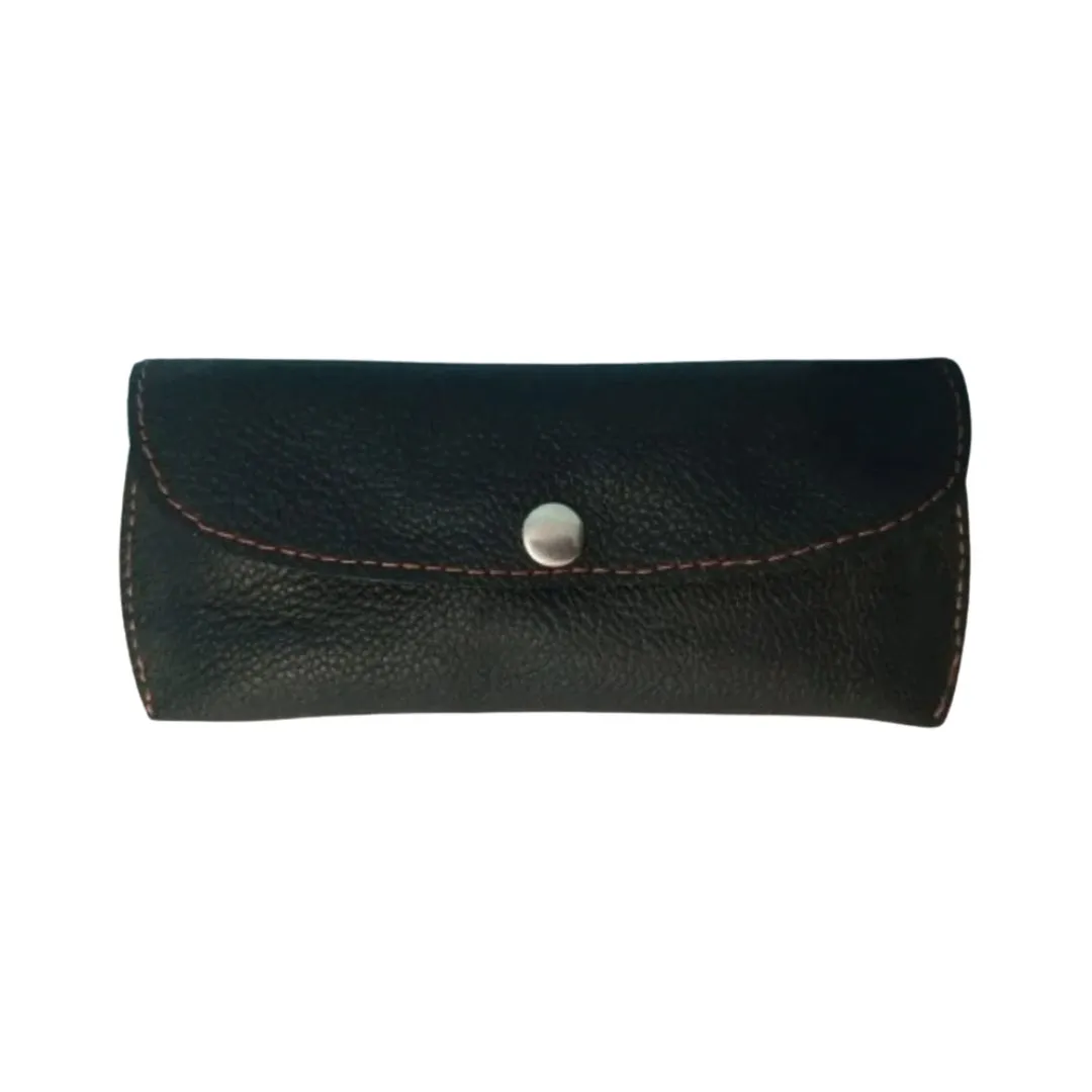 Black leather glasses case