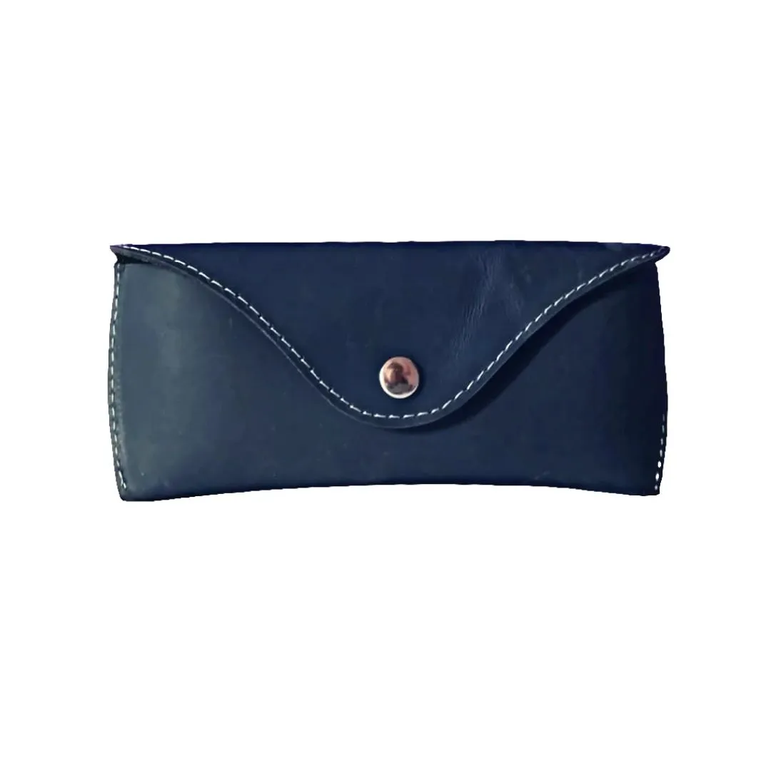 Navy leather sunglasses case