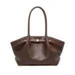 Black woven tote bag with slim top handles