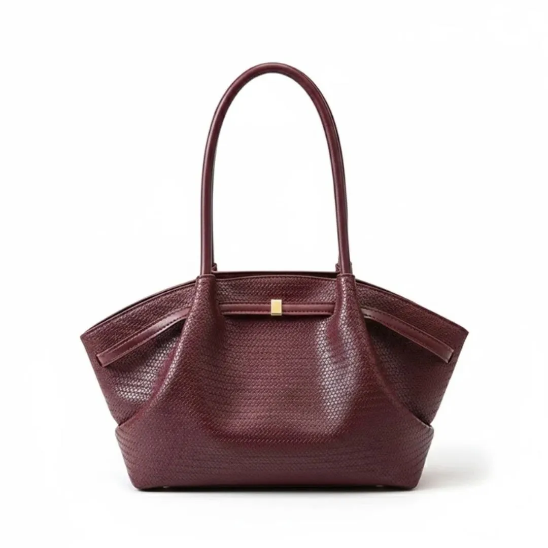 woven tote bag with slim top handles